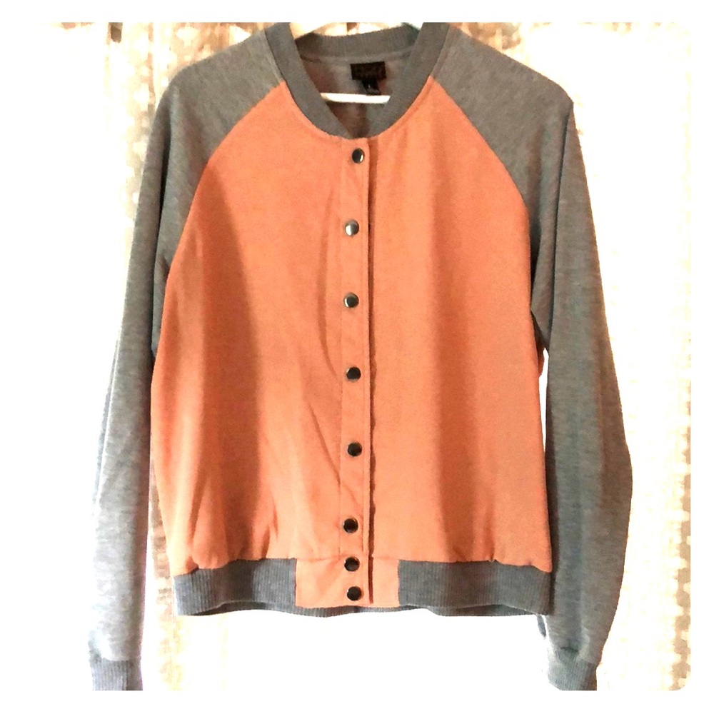Bomber jacket, grey and coral